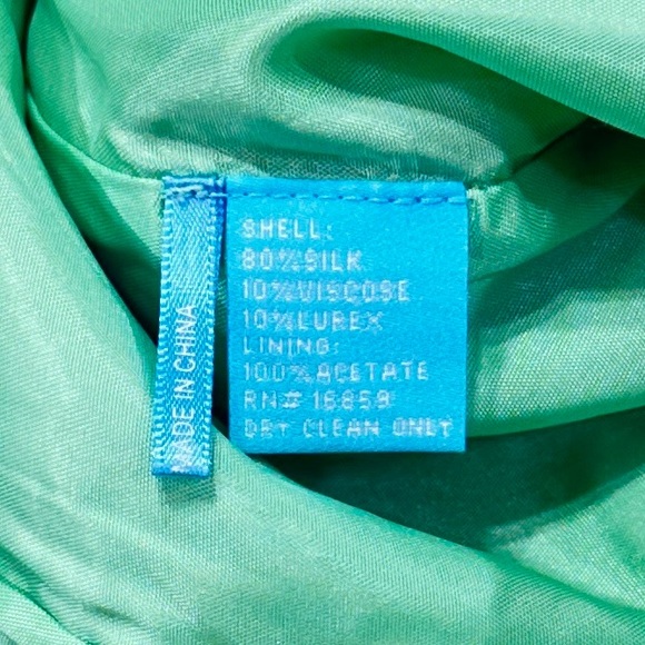 J McLaughlin Tweed Fringe Silk Blend Pencil Skirt - Green / Blue / Yellow - Picture 8 of 9